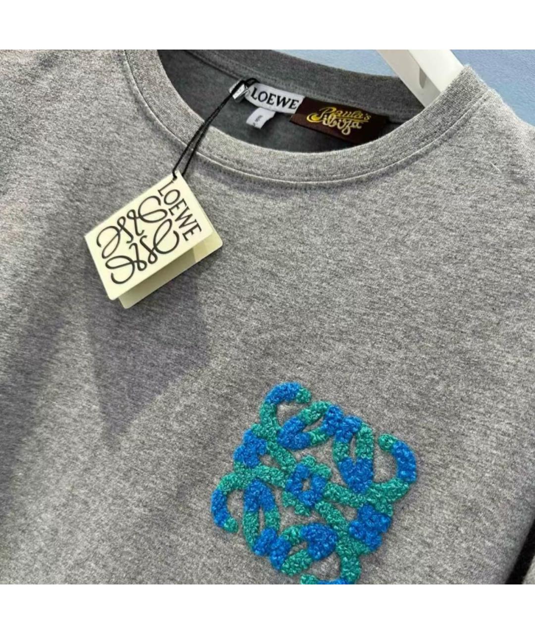 LOEWE Серая хлопковая футболка, фото 8