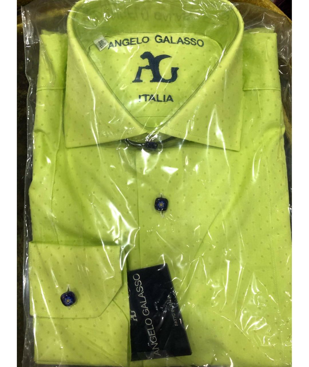 ANGELO GALASSO Салатовая хлопковая кэжуал рубашка, фото 5
