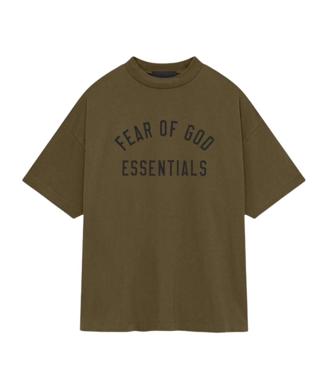 FEAR OF GOD Хаки хлопковая футболка, фото 1