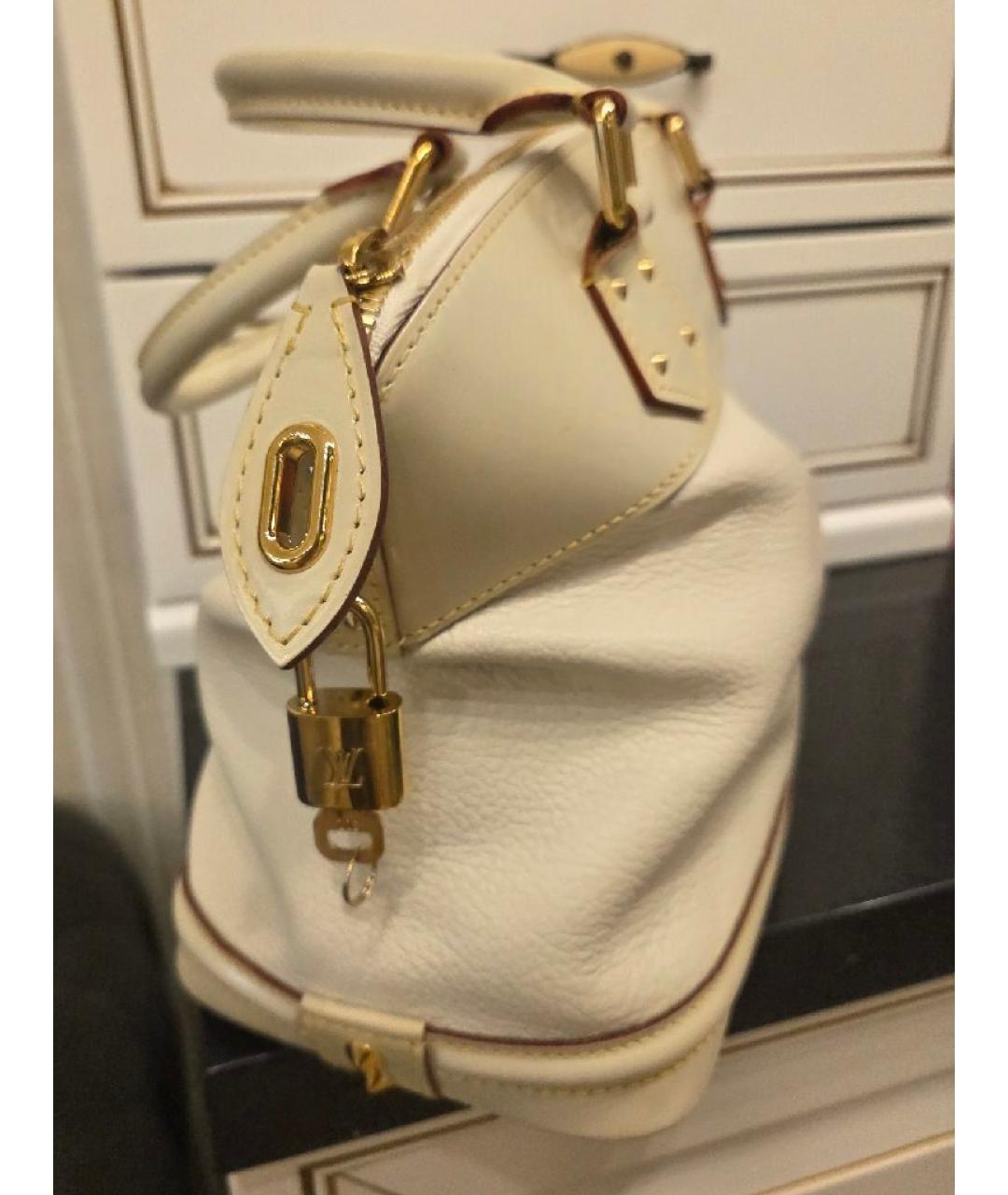 LOUIS VUITTON Белая кожаная сумка тоут, фото 2