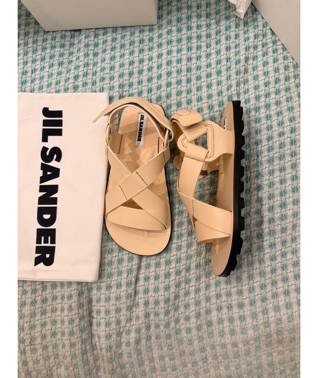 JIL SANDER Бежевые кожаные босоножки, фото 4