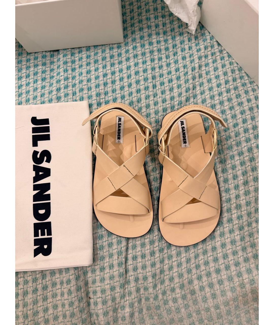 JIL SANDER Бежевые кожаные босоножки, фото 3