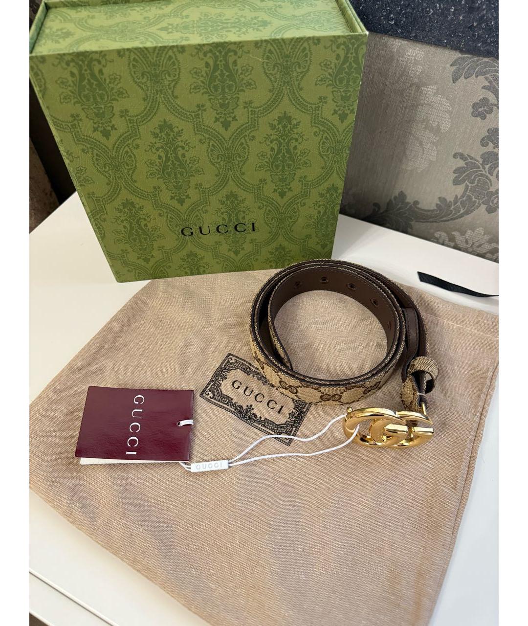 GUCCI Бежевый кожаный ремень, фото 4