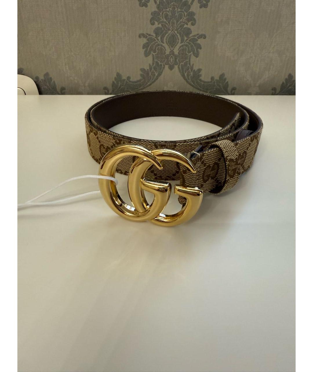 GUCCI Бежевый кожаный ремень, фото 9