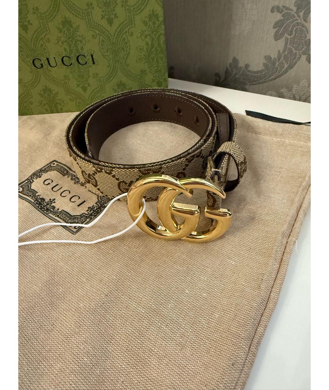GUCCI Бежевый кожаный ремень, фото 5