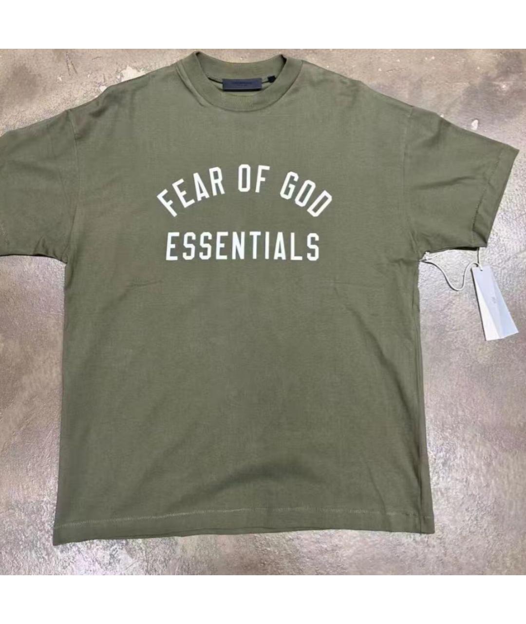 FEAR OF GOD ESSENTIALS Хаки футболка, фото 5
