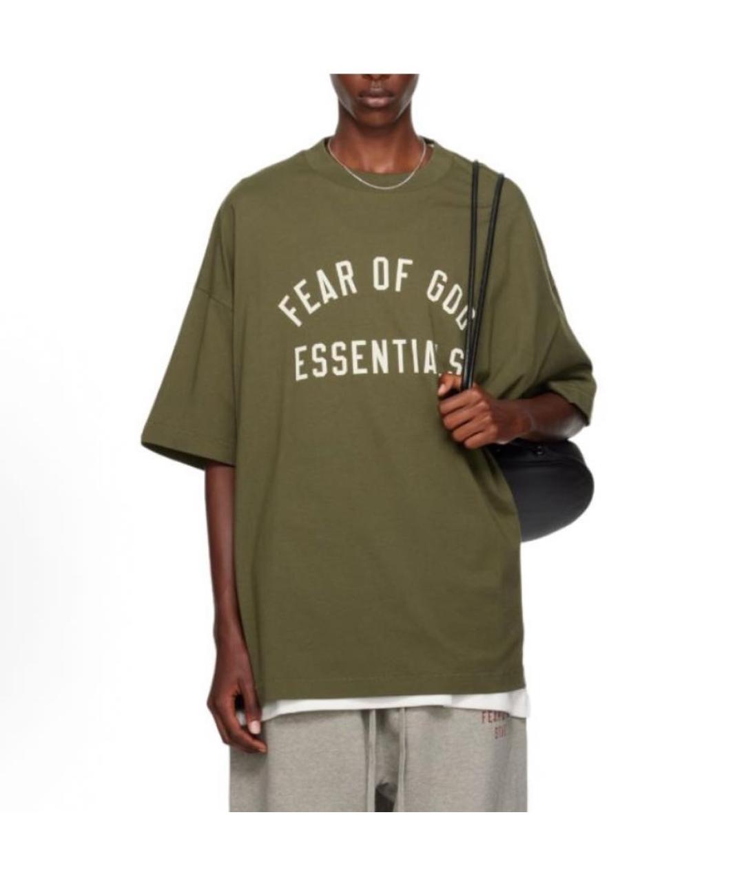 FEAR OF GOD ESSENTIALS Хаки футболка, фото 3