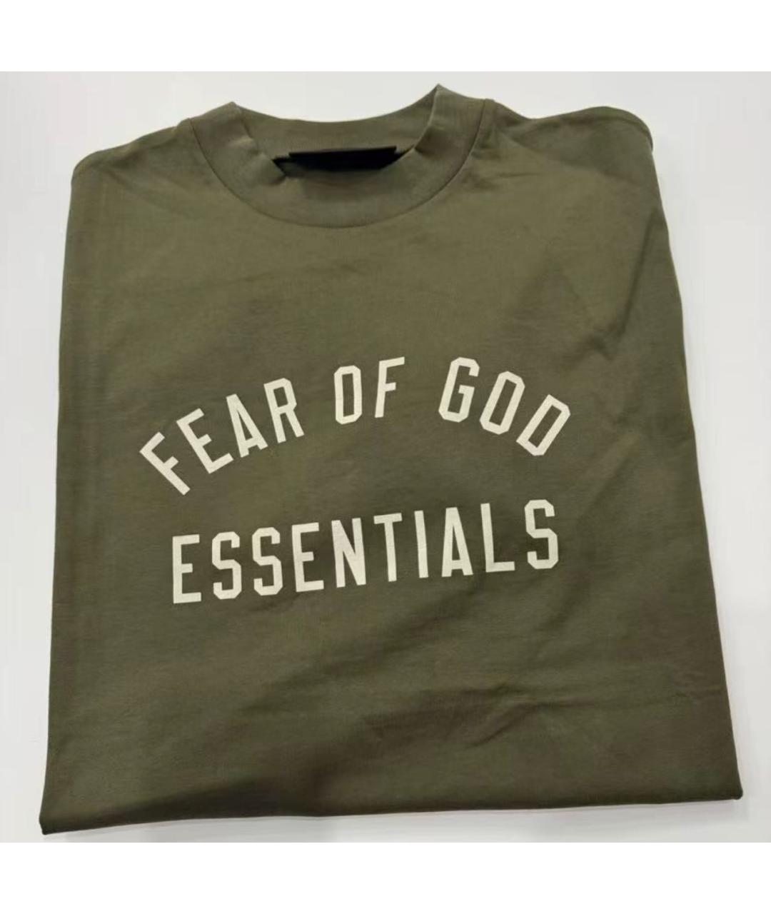 FEAR OF GOD ESSENTIALS Хаки футболка, фото 7