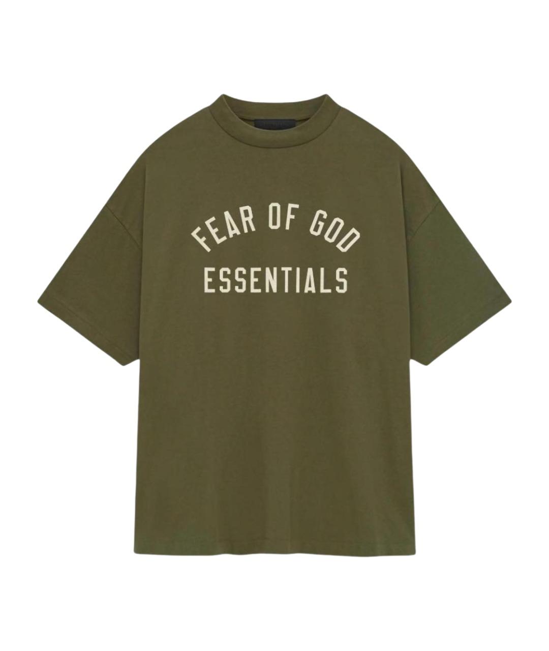 FEAR OF GOD ESSENTIALS Хаки футболка, фото 1