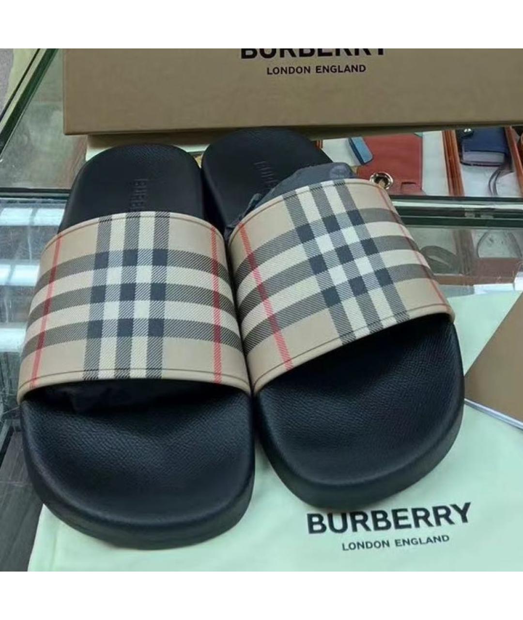 BURBERRY Бежевые шлепанцы, фото 7