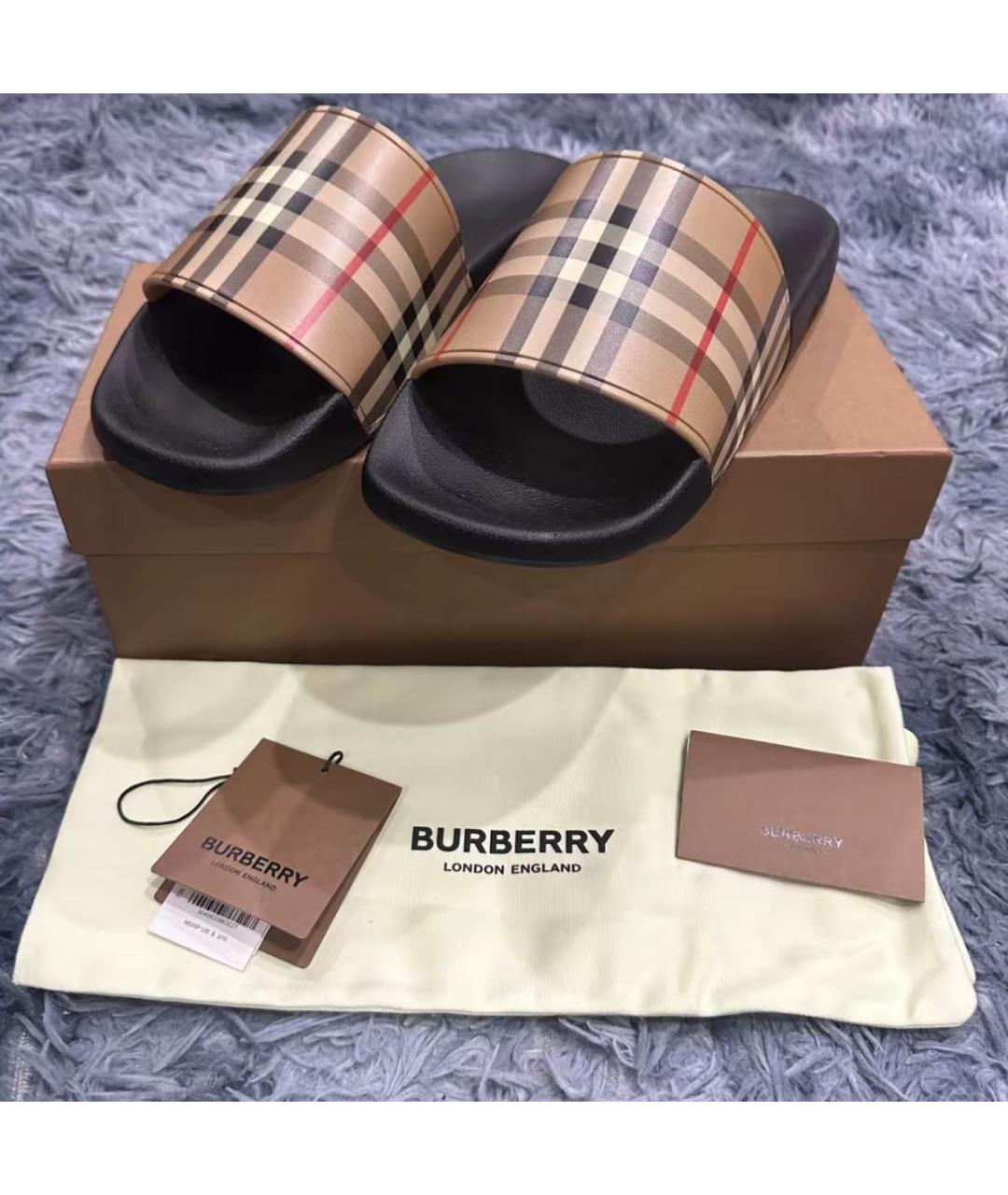 BURBERRY Бежевые шлепанцы, фото 5