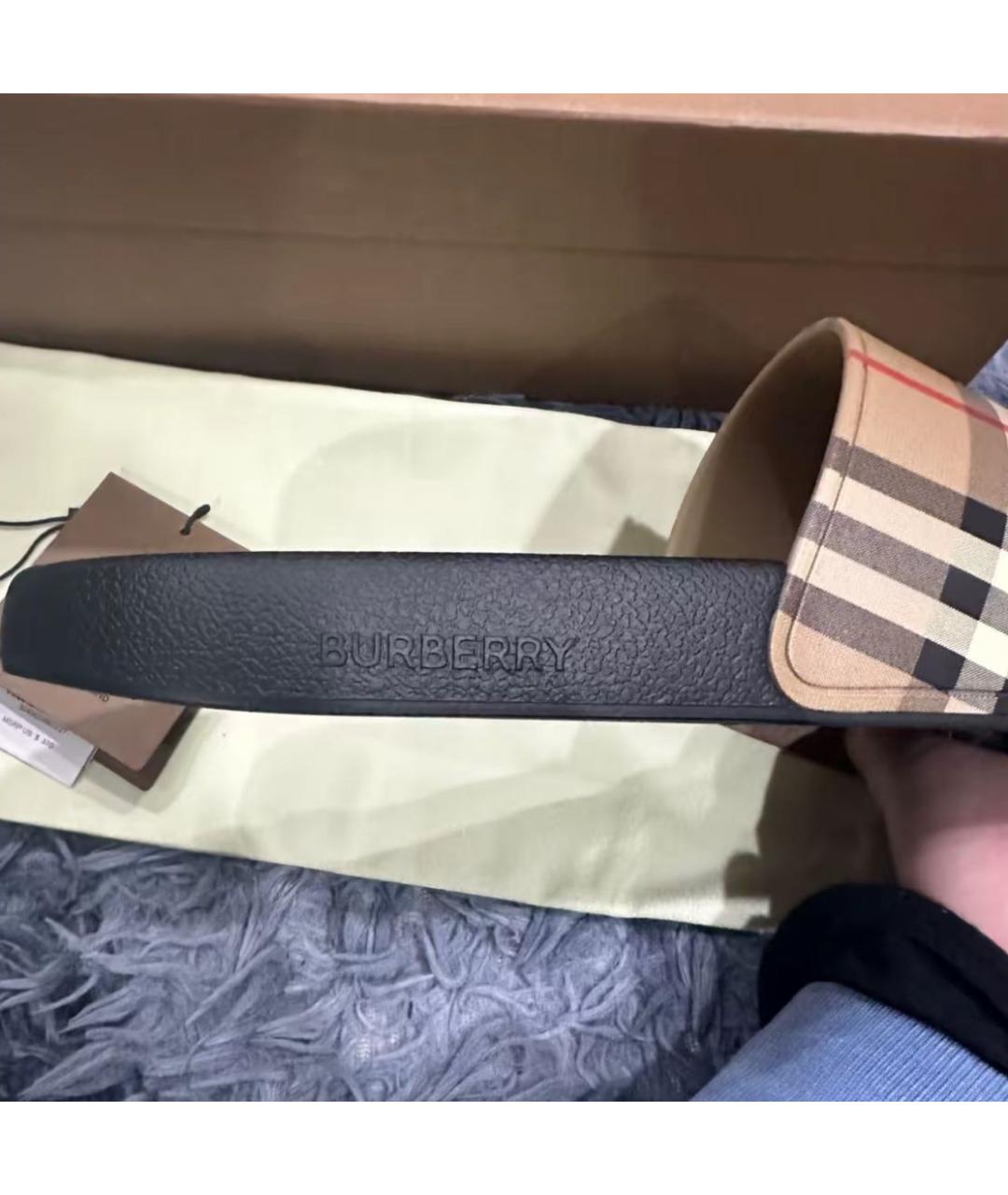 BURBERRY Бежевые шлепанцы, фото 8