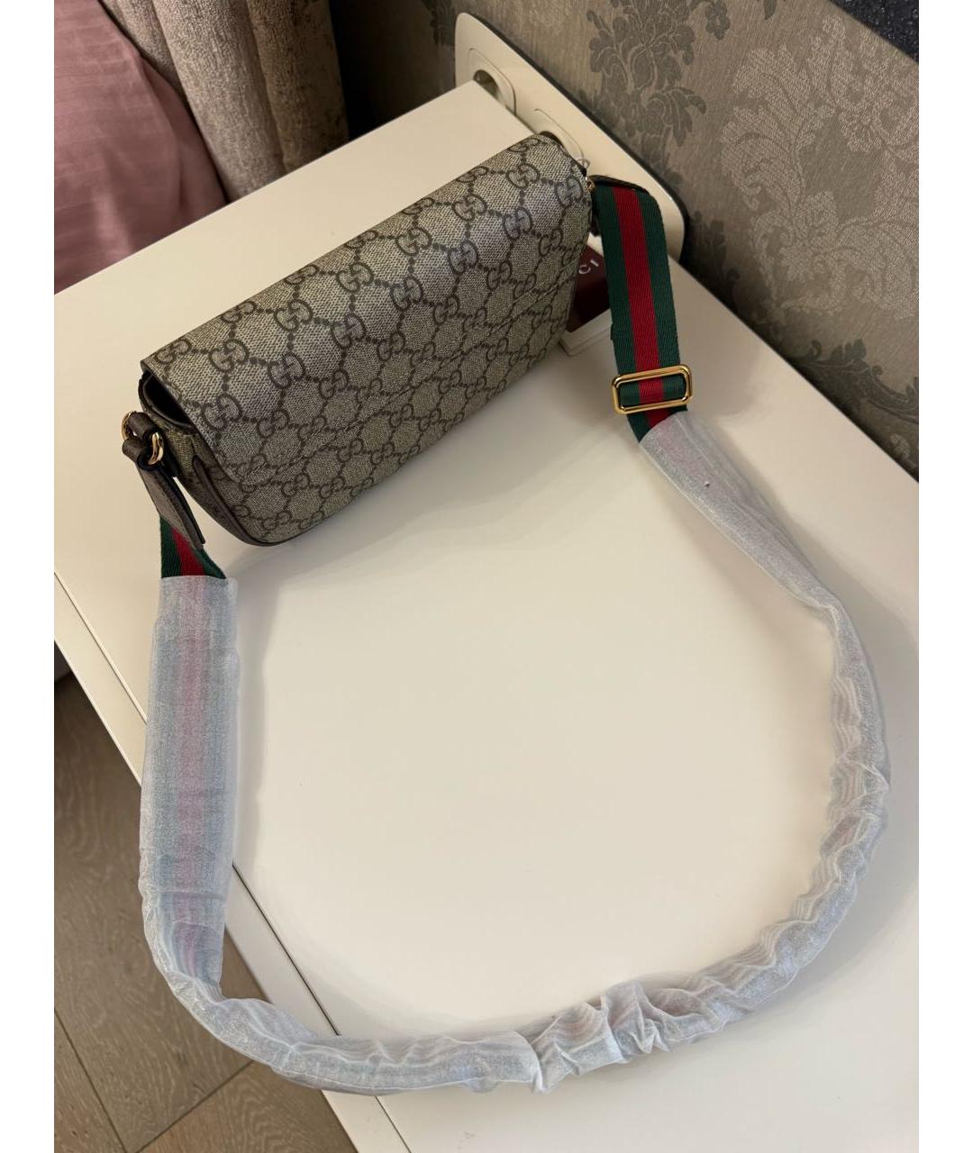 GUCCI Бежевая кожаная сумка через плечо, фото 8