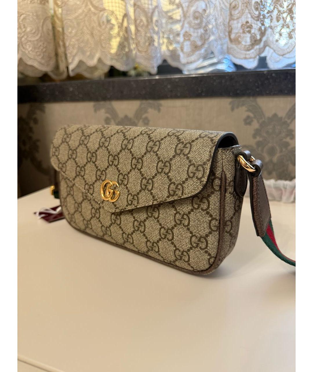 GUCCI Бежевая кожаная сумка через плечо, фото 2