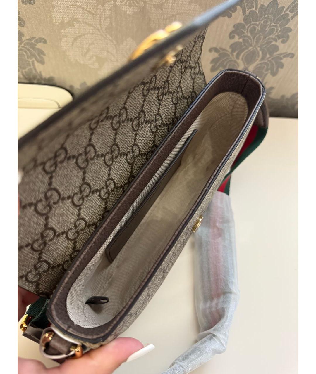 GUCCI Бежевая кожаная сумка через плечо, фото 4