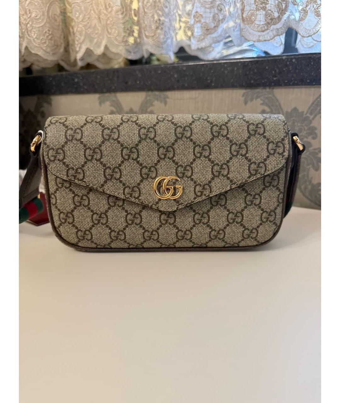 GUCCI Бежевая кожаная сумка через плечо, фото 9