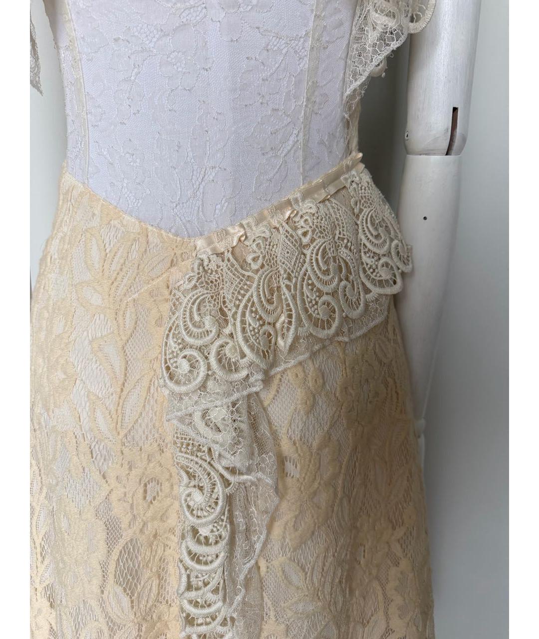 NINA RICCI Бежевое шелковое повседневное платье, фото 5