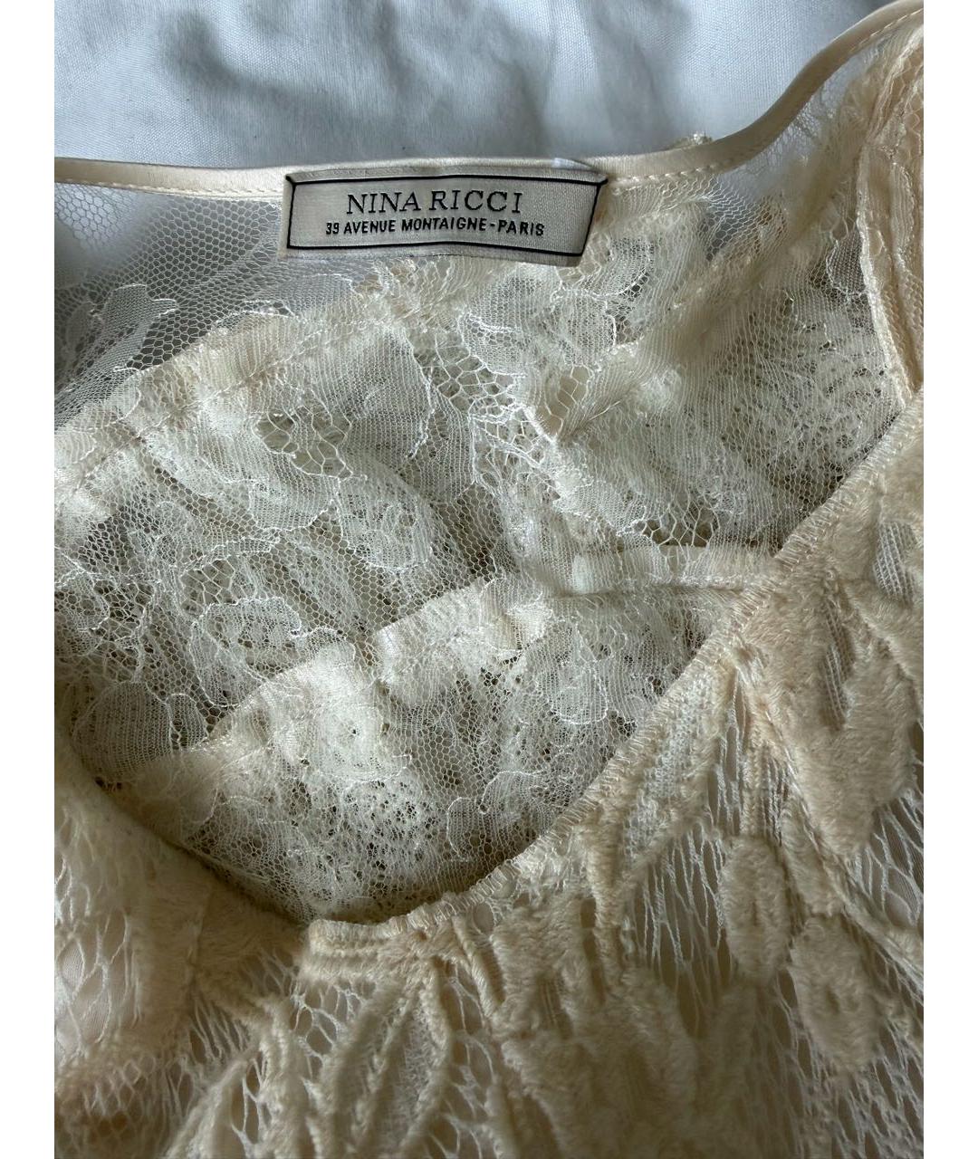 NINA RICCI Бежевое шелковое повседневное платье, фото 3