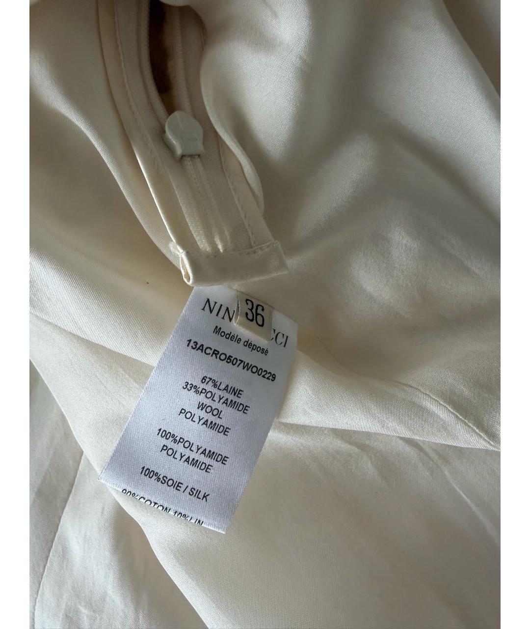 NINA RICCI Бежевое шелковое повседневное платье, фото 6