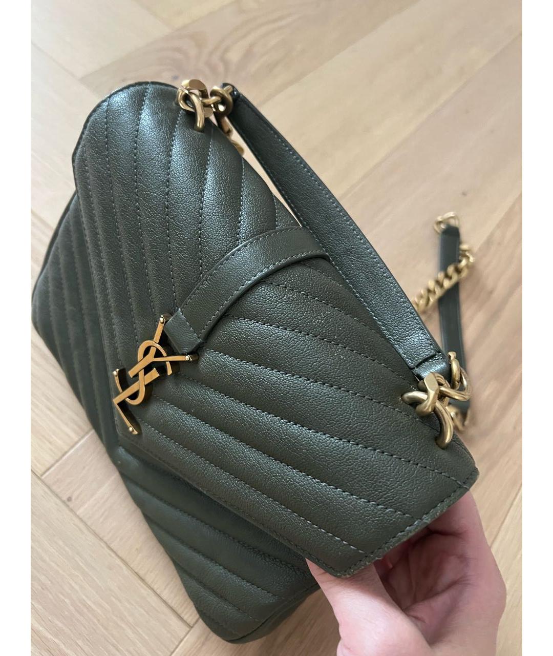 SAINT LAURENT Зеленая кожаная сумка через плечо, фото 4