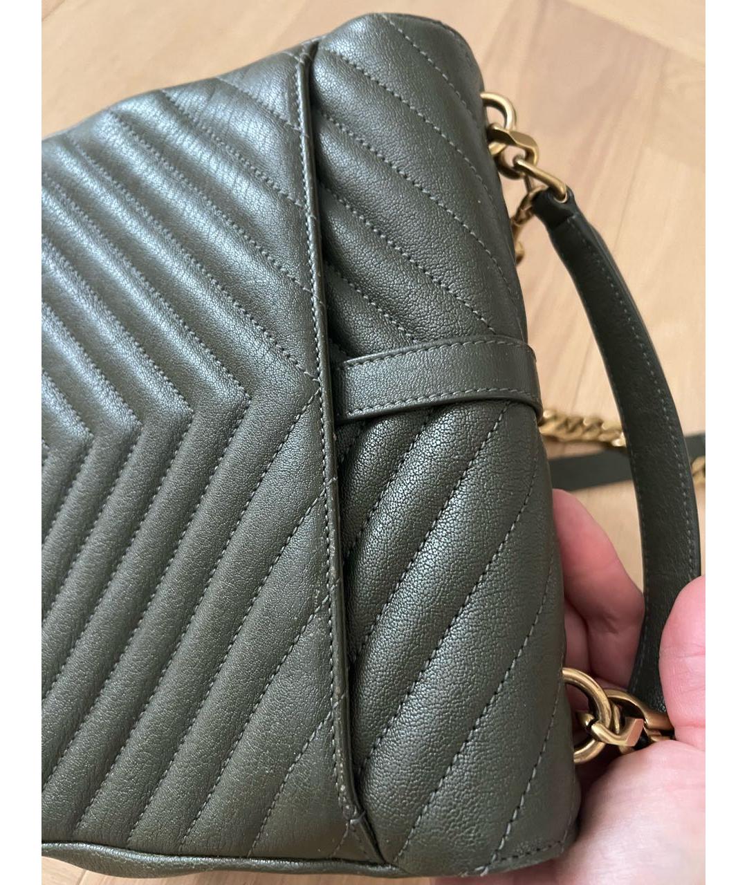 SAINT LAURENT Зеленая кожаная сумка через плечо, фото 5