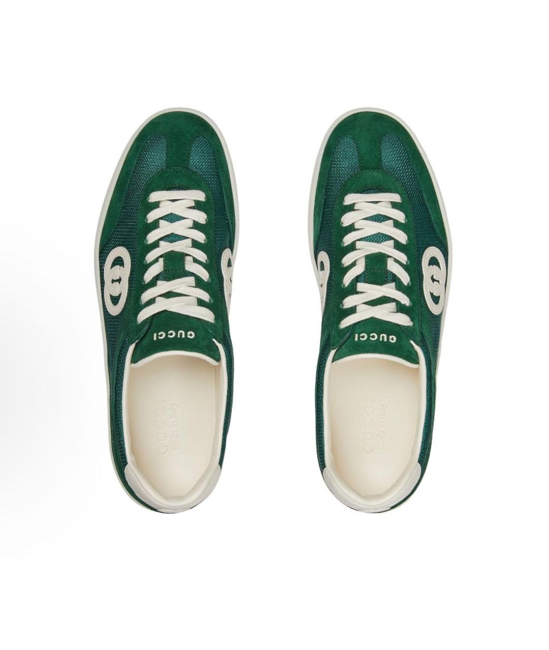 GUCCI Зеленые замшевые низкие кроссовки / кеды, фото 3