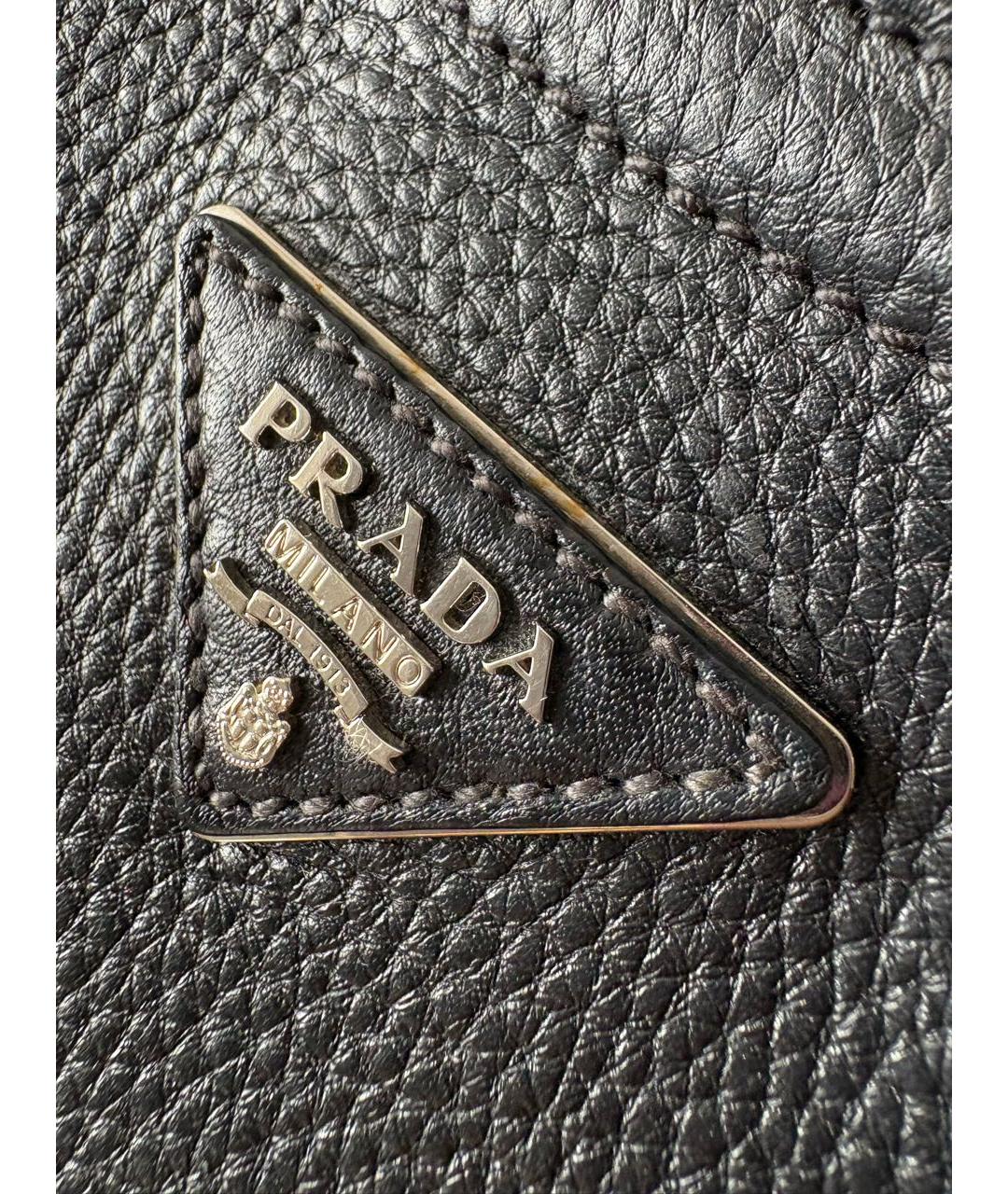PRADA Черная кожаная сумка тоут, фото 7