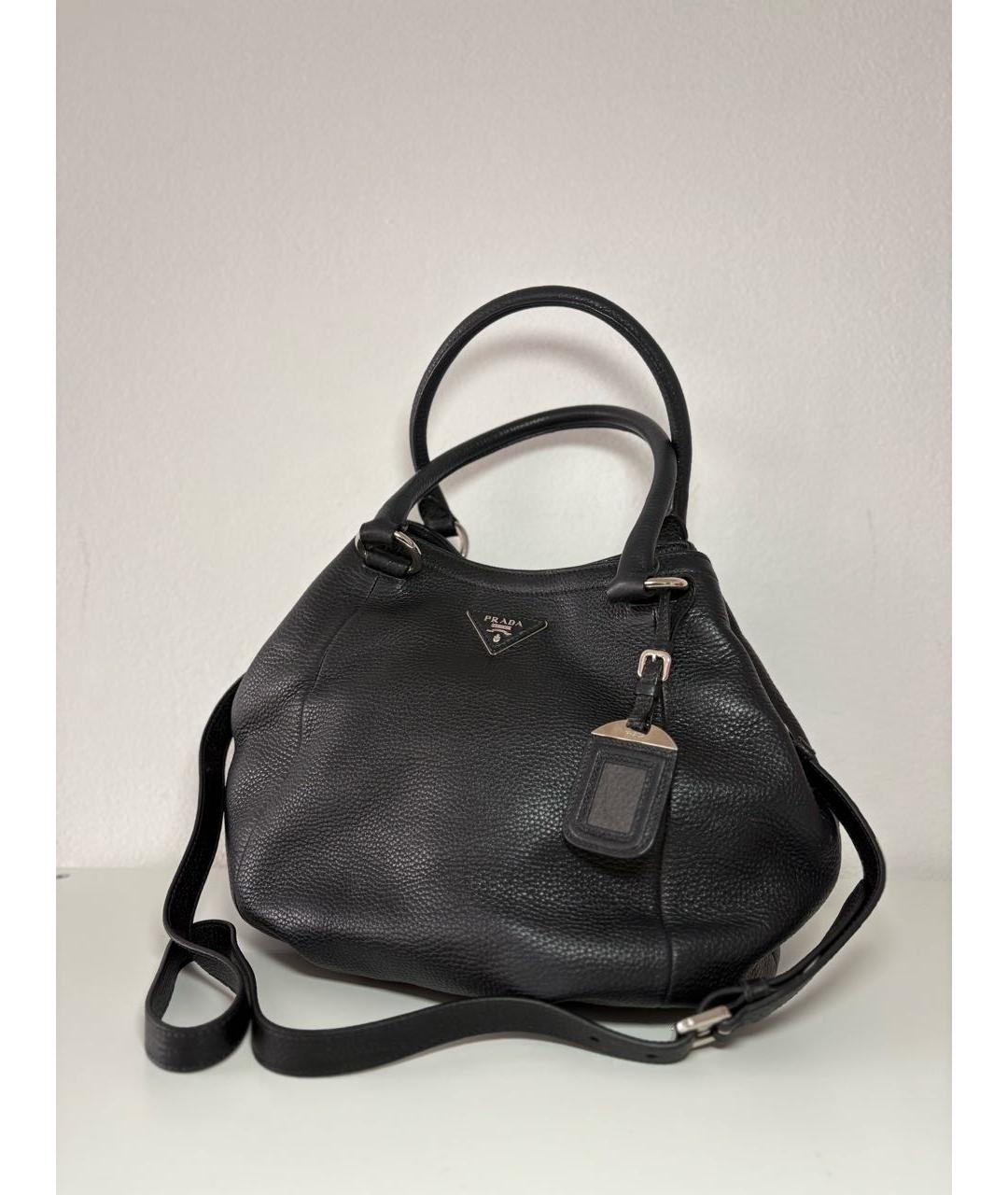 PRADA Черная кожаная сумка тоут, фото 2