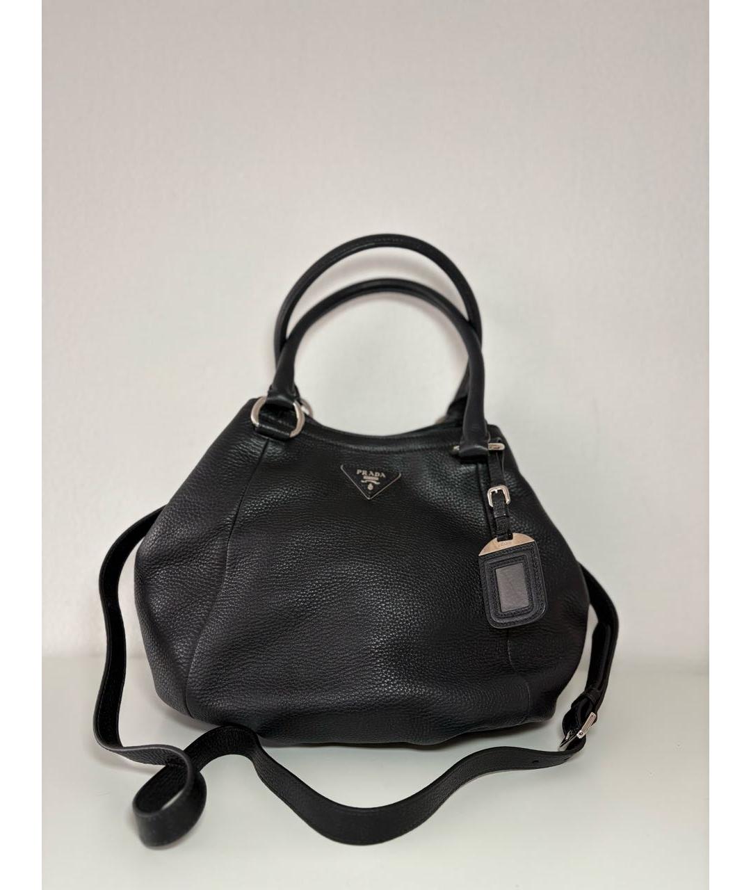 PRADA Черная кожаная сумка тоут, фото 8