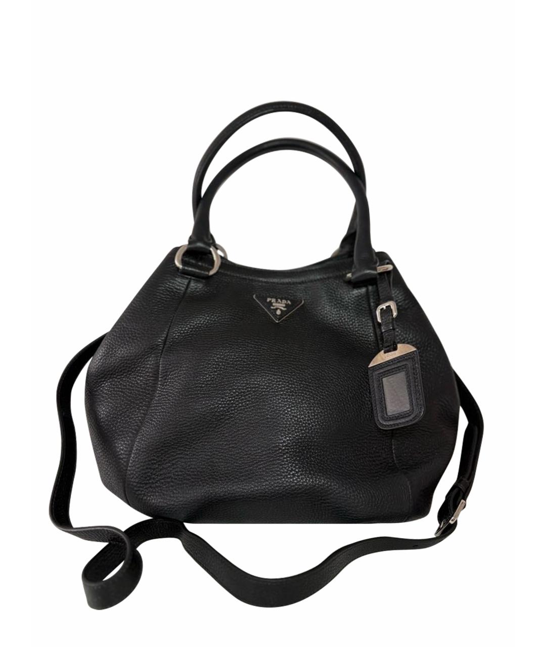 PRADA Черная кожаная сумка тоут, фото 1
