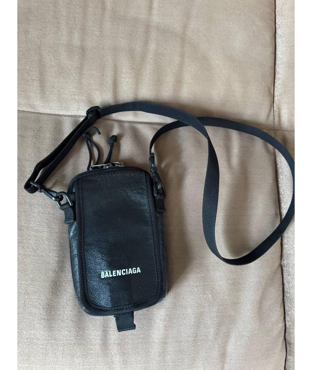 BALENCIAGA Черная кожаная сумка на плечо, фото 5