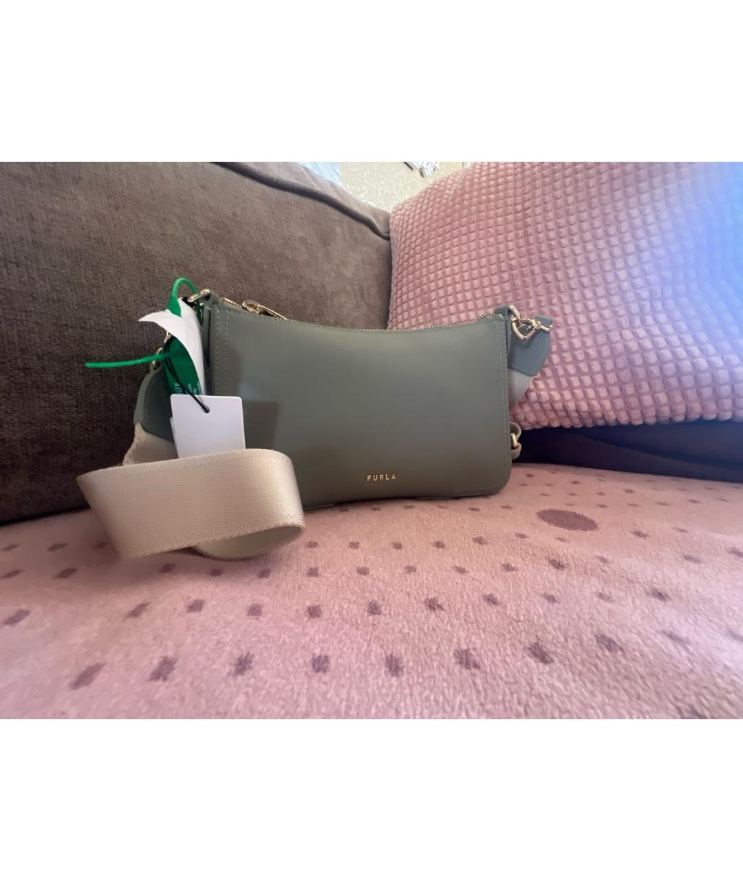 FURLA Хаки сумка через плечо из искусственной кожи, фото 5