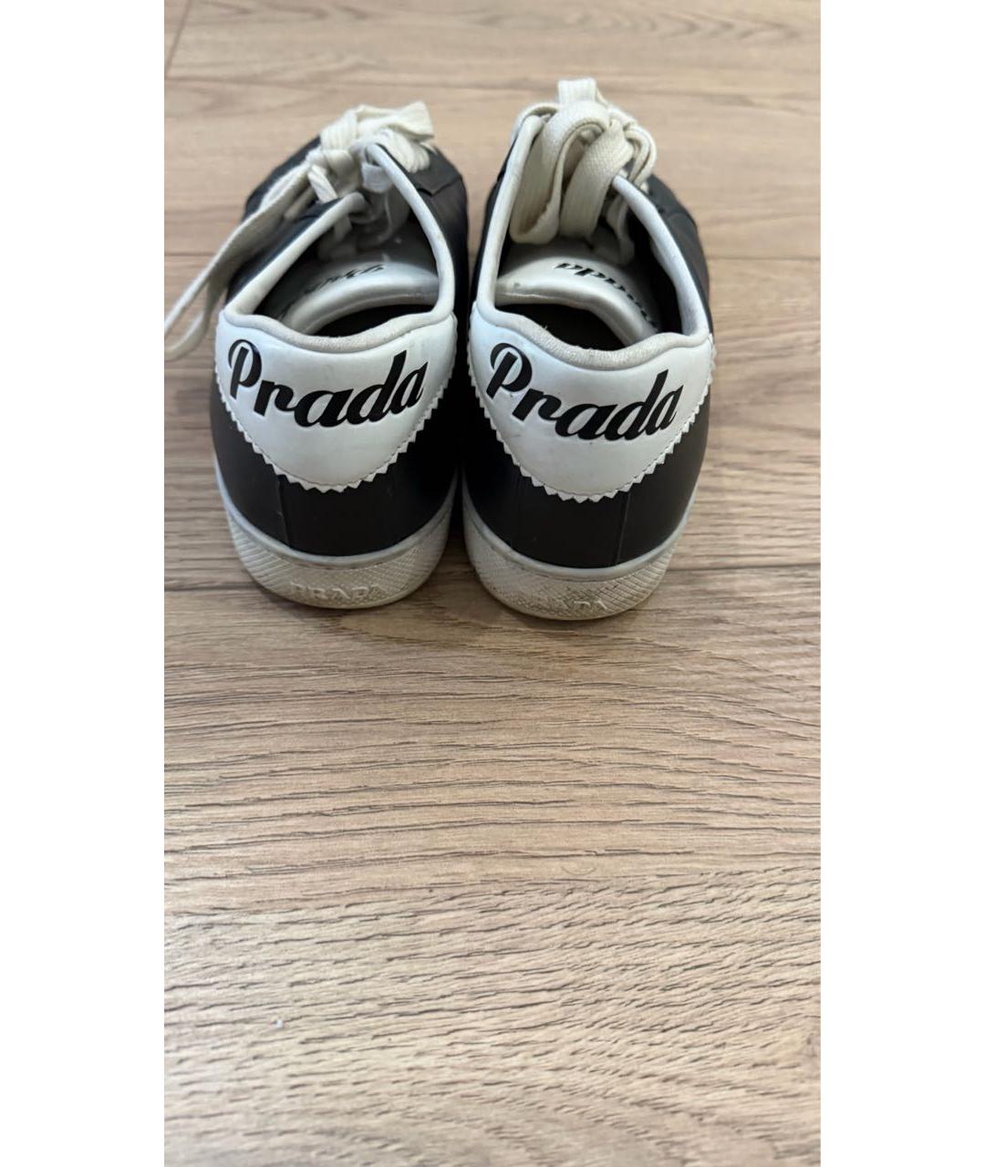 PRADA Черные кожаные кеды, фото 4