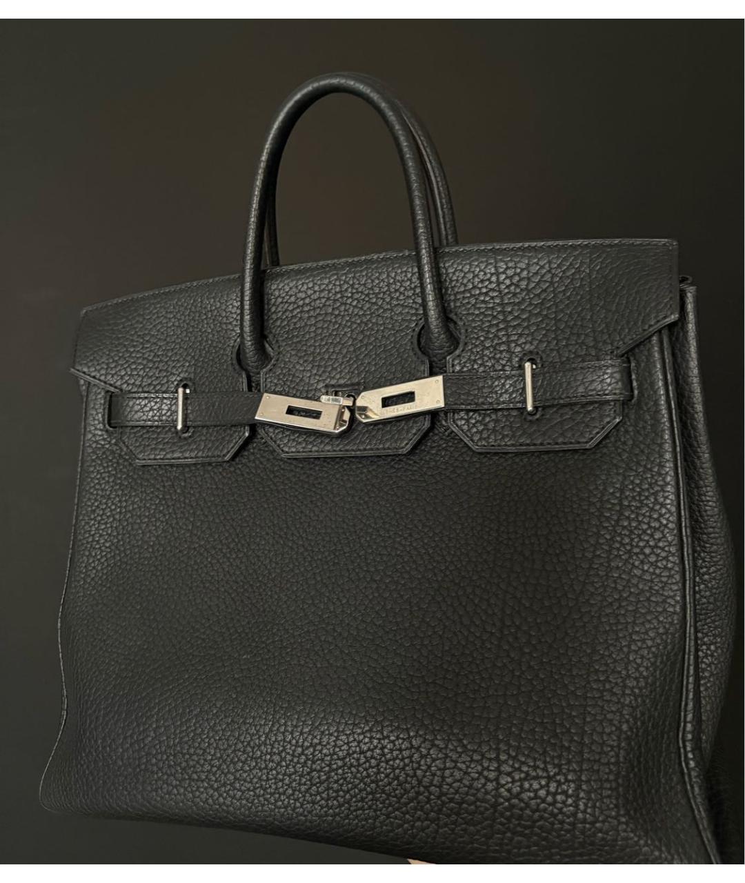 HERMES Черная кожаная сумка с короткими ручками, фото 6