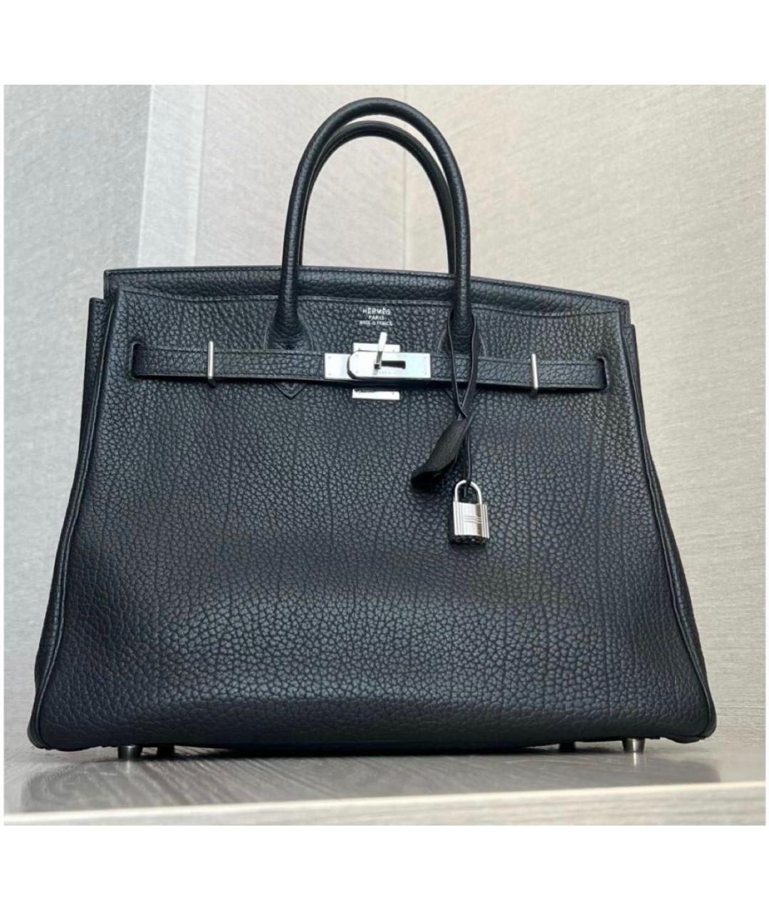 HERMES Черная кожаная сумка с короткими ручками, фото 9