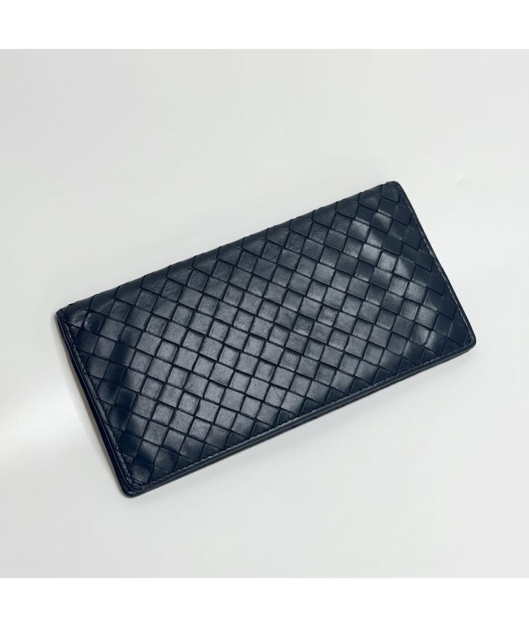 BOTTEGA VENETA Темно-синий кожаный кошелек, фото 2