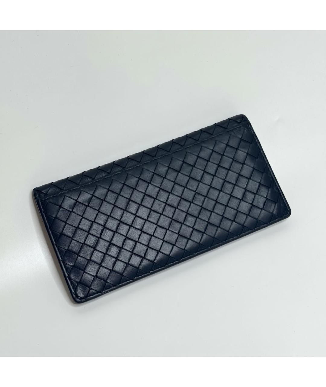 BOTTEGA VENETA Темно-синий кожаный кошелек, фото 3