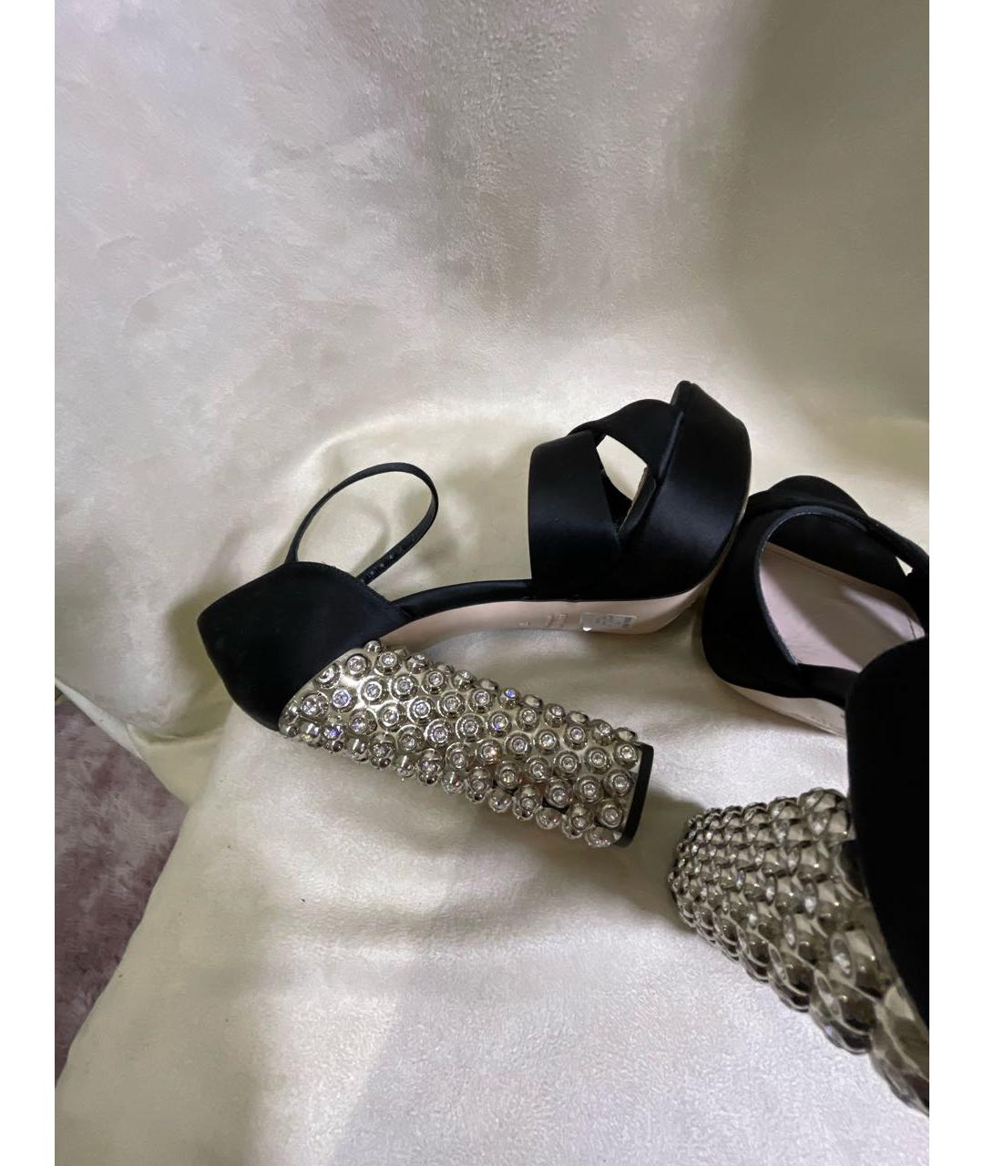 MIU MIU Черные текстильные босоножки, фото 5