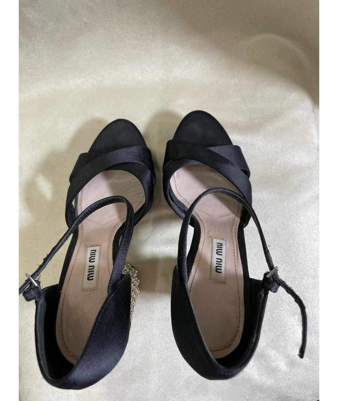 MIU MIU Черные текстильные босоножки, фото 3