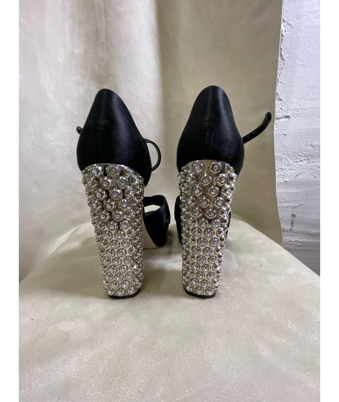 MIU MIU Черные текстильные босоножки, фото 4