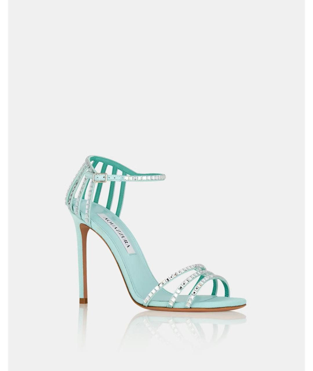 AQUAZZURA Бирюзовые текстильные босоножки, фото 2