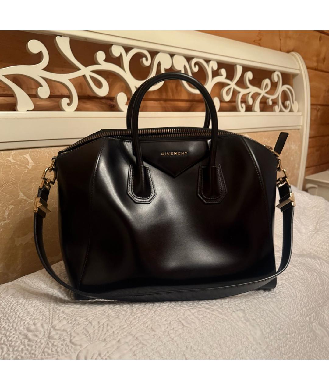 GIVENCHY Черная кожаная сумка тоут, фото 5