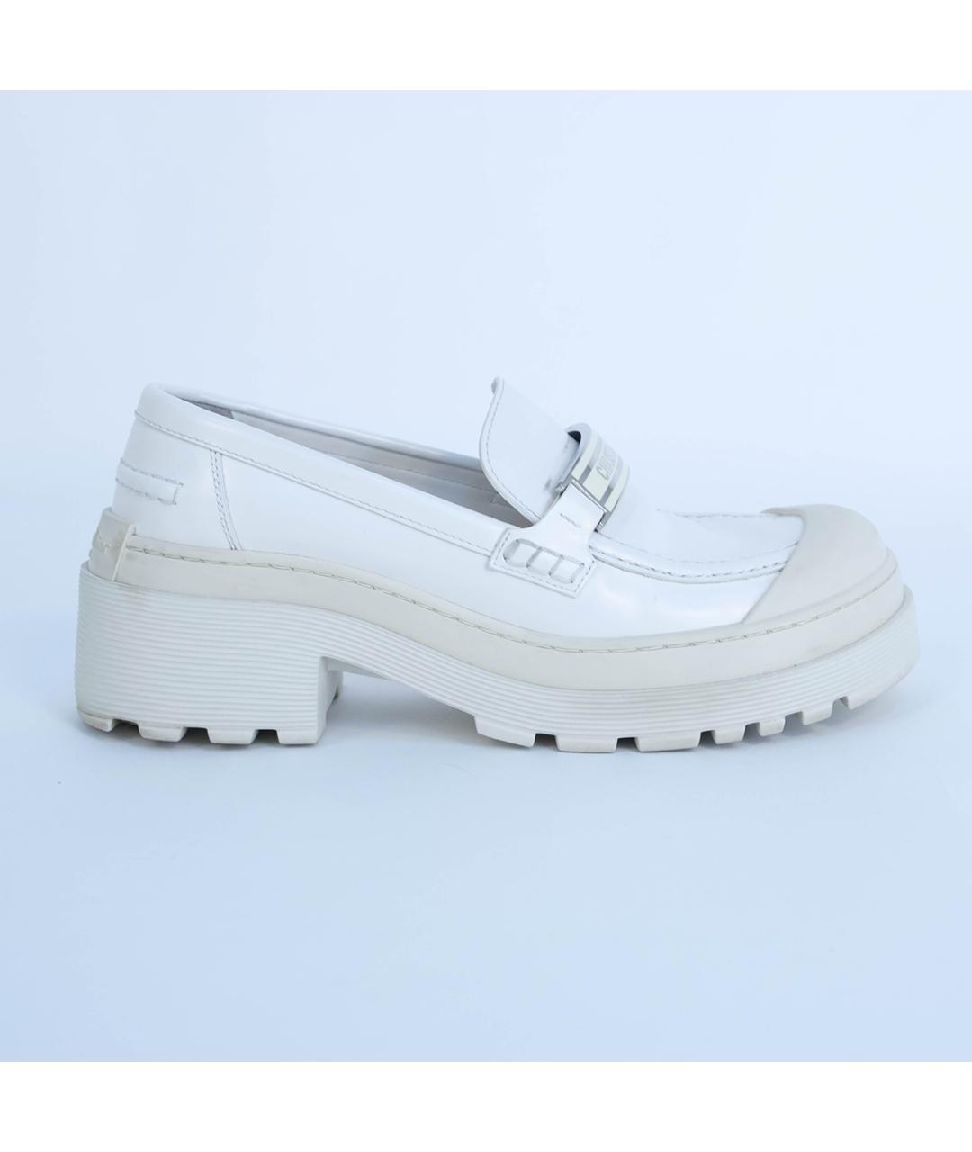 CHRISTIAN DIOR Белые кожаные лоферы, фото 2