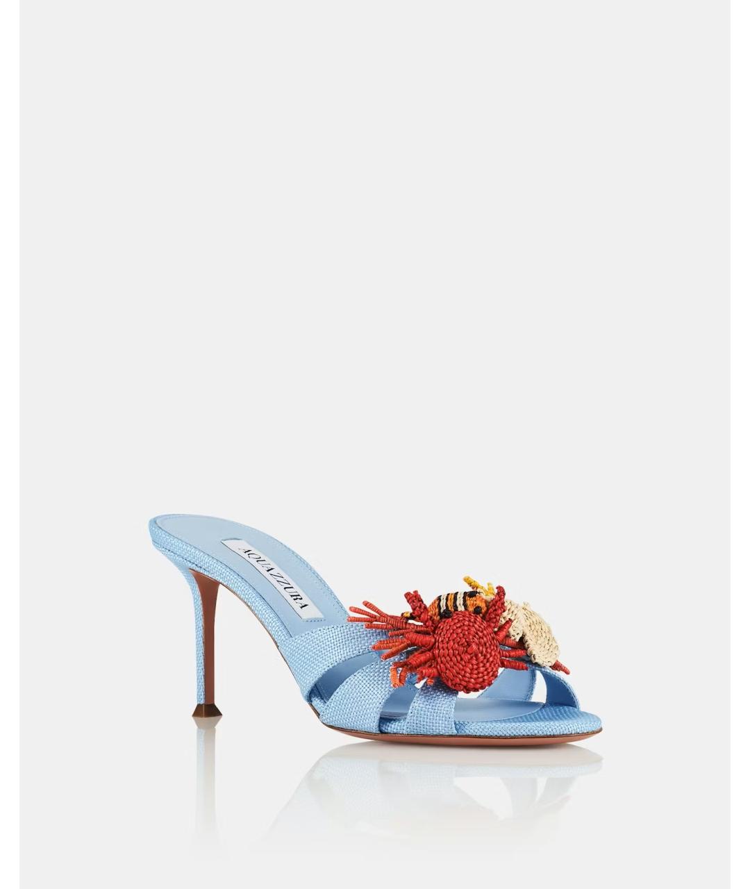 AQUAZZURA Голубые текстильные мюли, фото 2