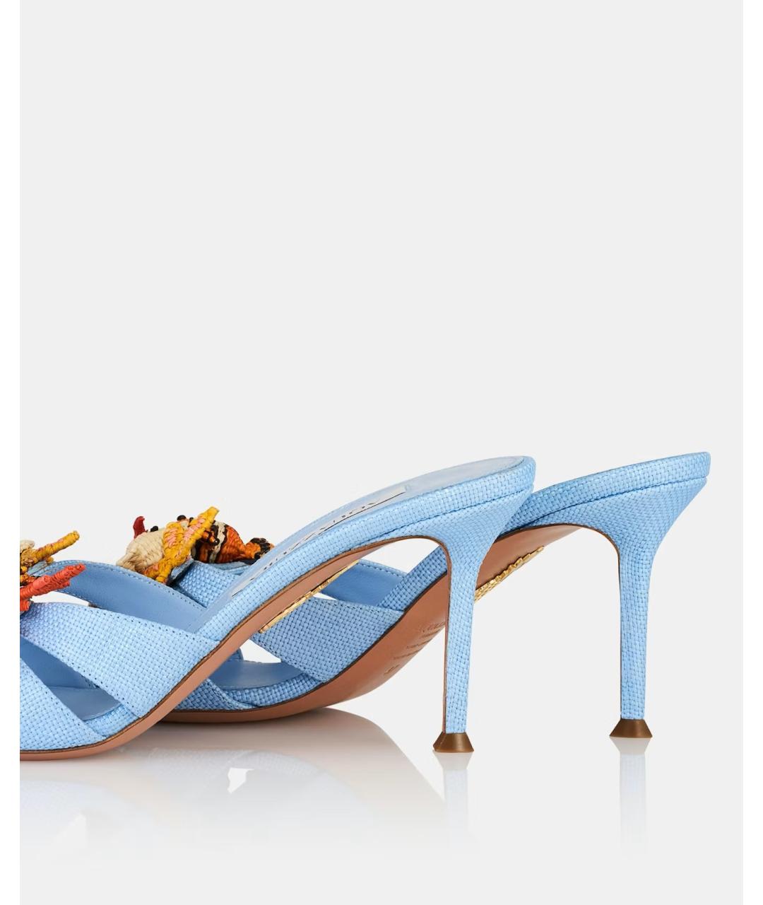 AQUAZZURA Голубые текстильные мюли, фото 4