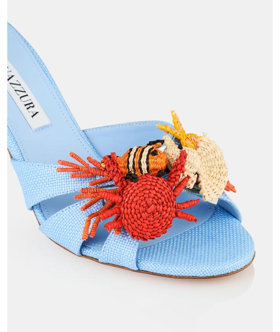 AQUAZZURA Голубые текстильные мюли, фото 6