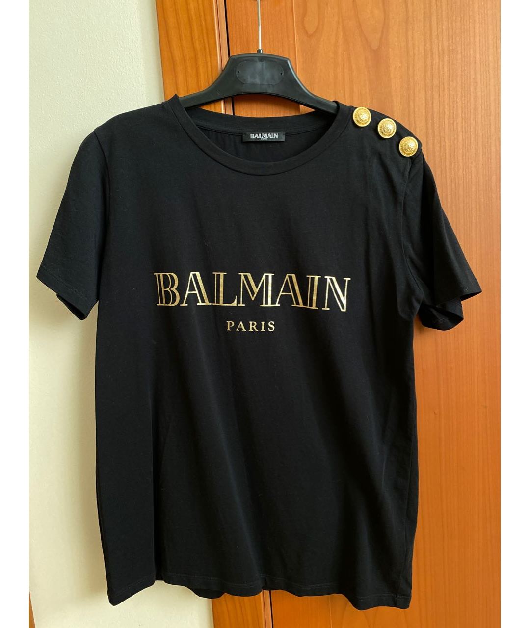 BALMAIN Черная хлопковая футболка, фото 4