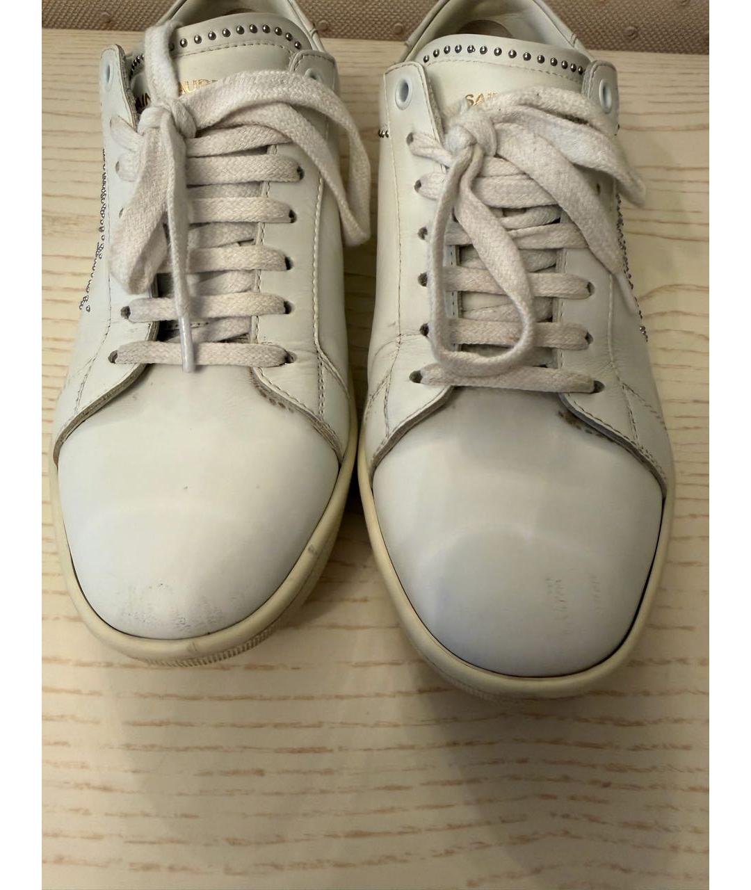 SAINT LAURENT Белые кожаные кеды, фото 2