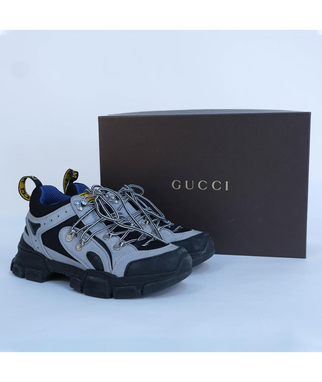 GUCCI Серые кожаные кроссовки, фото 8