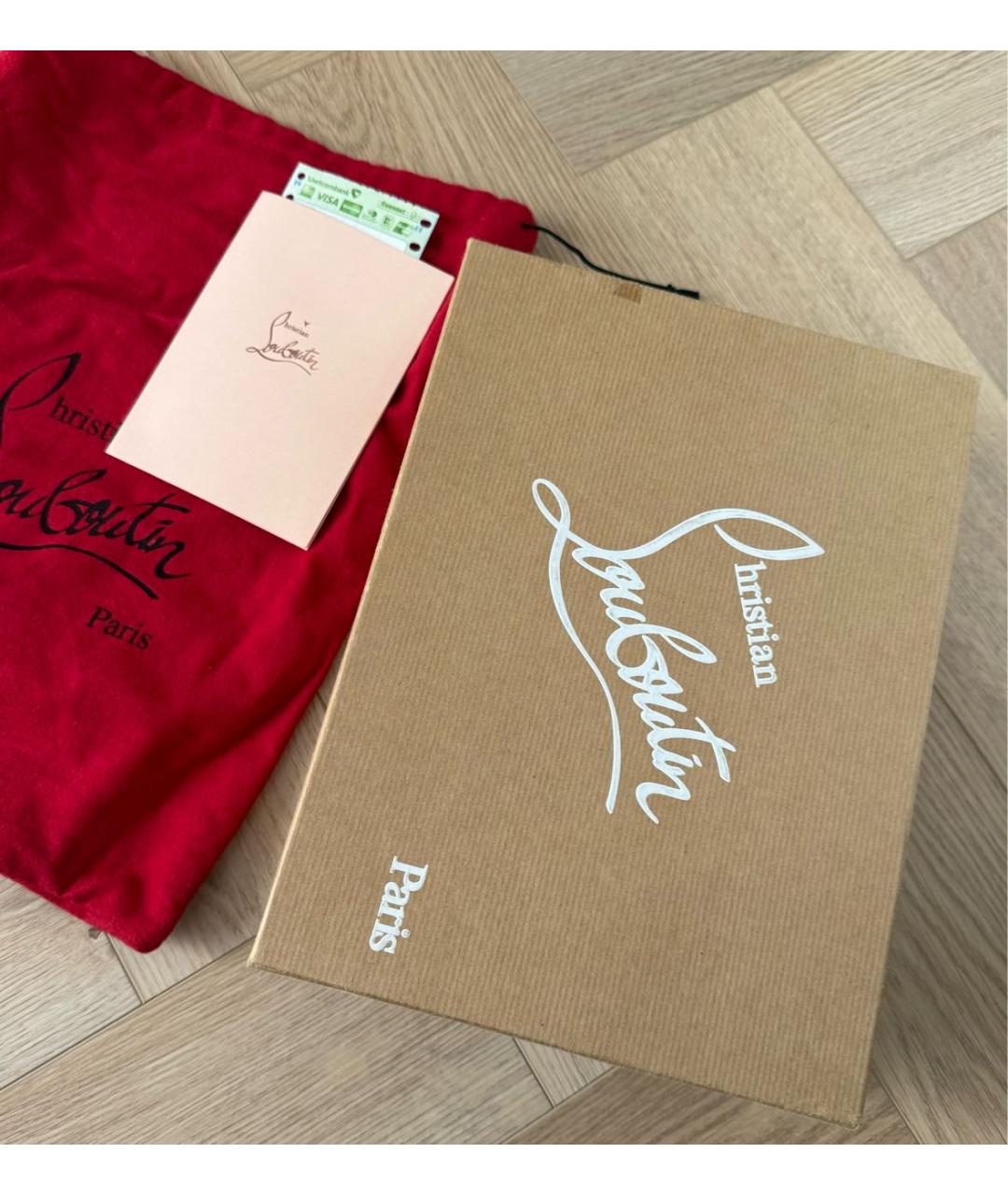 CHRISTIAN LOUBOUTIN Золотые текстильные туфли, фото 7